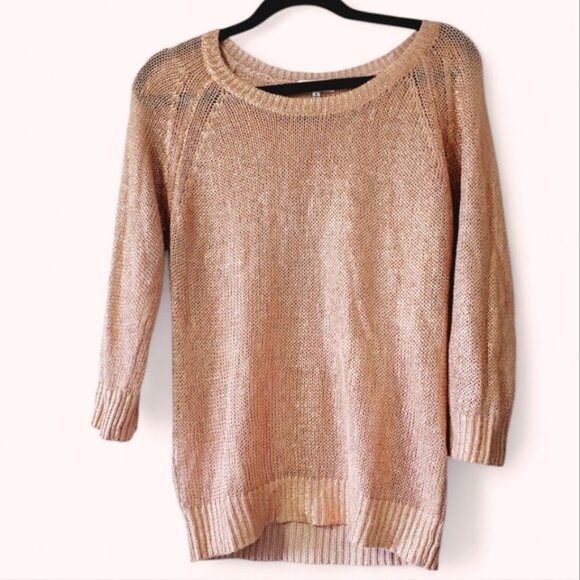 Aritzia Babaton Silk Linen Rose Gold Brushed Metallic Sweater M - Picture 1 of 7